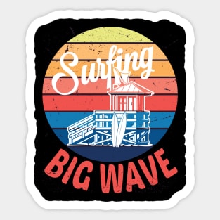 Surf - The Big Wave, Big Wave Surfer, Retro style wave, Vintage wave pattern, great wave, Japan surf culture, kanagawa shonan Sticker